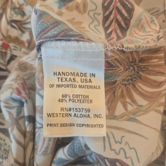 Western Aloha Floral Rodeo Rockabilly Pearl Snap Long Sleeve Shirt Medium Mens - Picture 9 of 10